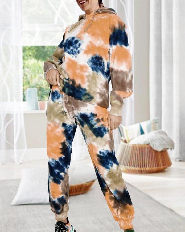 Casual Sports Tie-dyed Sweater Trousers Two-piece
